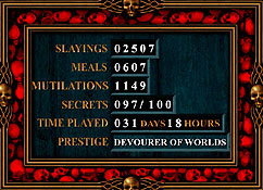The prestige screen showing a Devourer of Worlds ranking