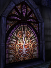 The Fire Forge's stained glass window