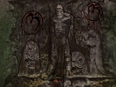 The carved image of Melchiah in the Necropolis