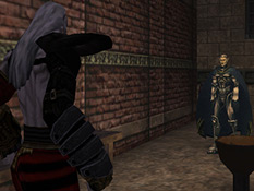 Kain talking to Sebastian in the Lower City of Meridian